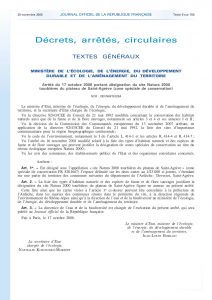 Arrêté ministériel du site N2000 Tourbières de St Agrève