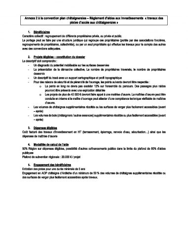 Règlement d’aides aux investissements travaux des pistes d’accès aux châtaigneraies