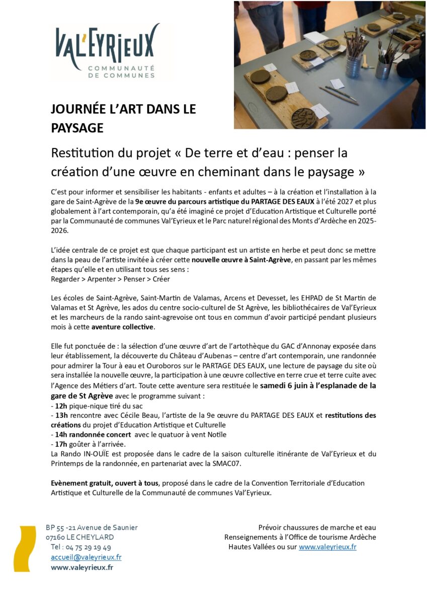 Communiqué de presse Journée de restitution "De terre et d'eau"