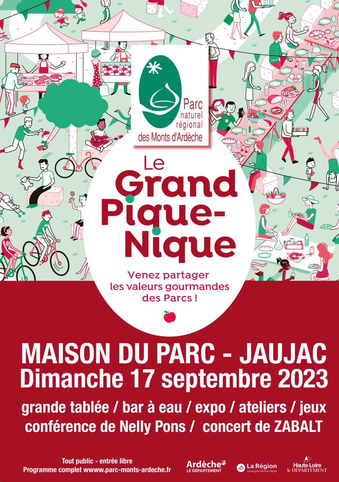 Affiche pour le grand pique nique du Parc des Monts d'Ardèche