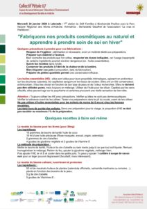 Fabriquons nos produits cosmétiques au naturel et apprendre à prendre soin de soi en hiver