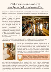 Atelier cuisines nourricières avec James Pédron et Jérôme Elias