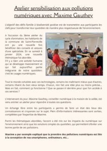 Atelier sensibilisation aux pollutions numériques avec Maxime Gauthey